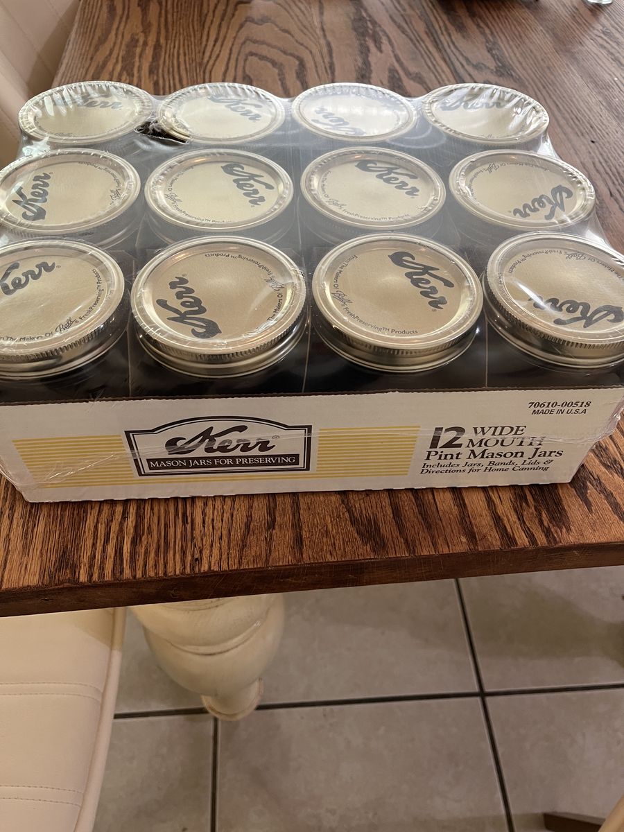 4 cases Kerr wide-mouth pint canning jars