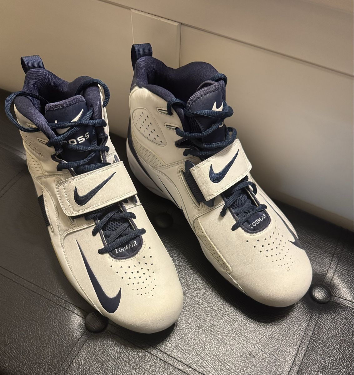 Nike Force Zoom Air Football Cleats White/Navy Men's Size 11