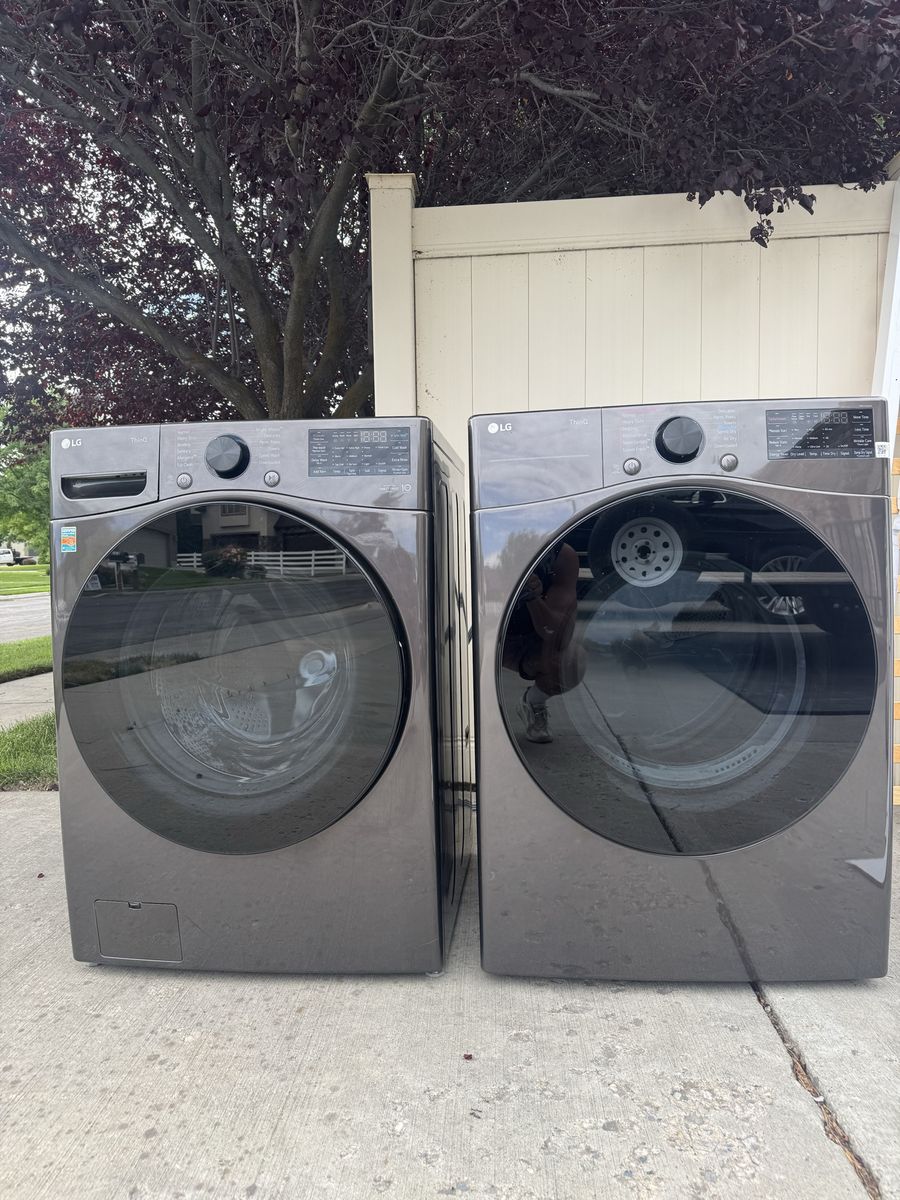 LG Black Steel Front Load Washer & Electric Dryer Set – Like New