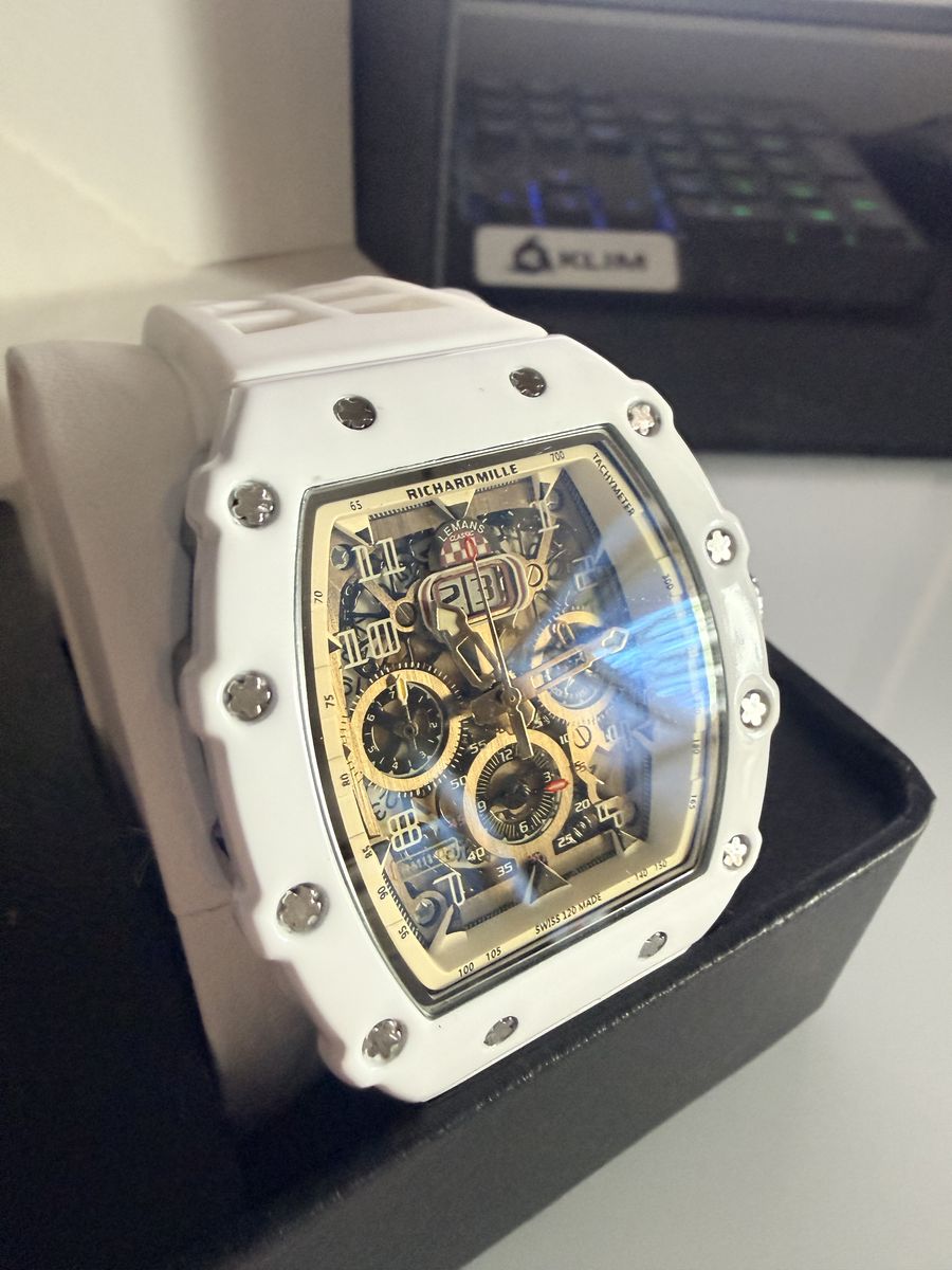 used $399 OBO White men/women Quartz Swiss watch Mille Richard Skeleton Style wristwatch Chronograph