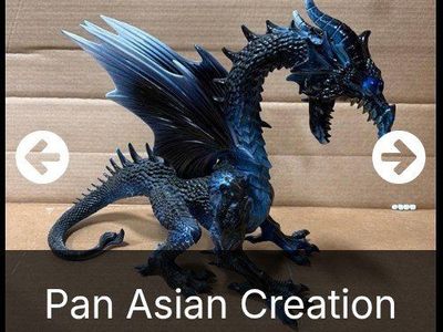 Pan Asian Creation Blue & Black Dragon Toy Figure 17" L x 14.5" H.