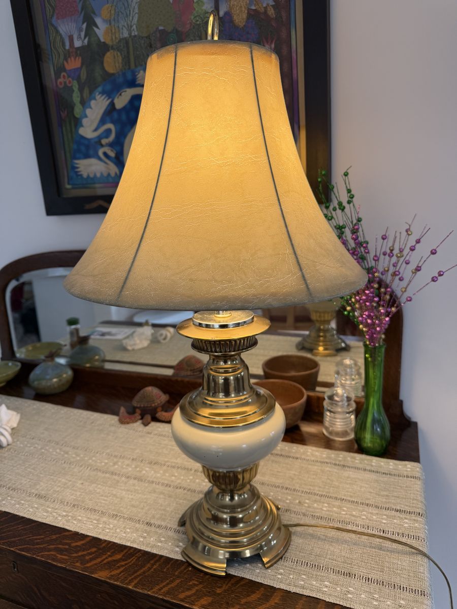 Vintage Brass and Porcelain Table Lamp