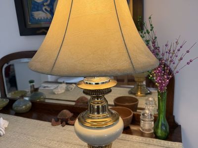 Vintage Brass and Porcelain Table Lamp