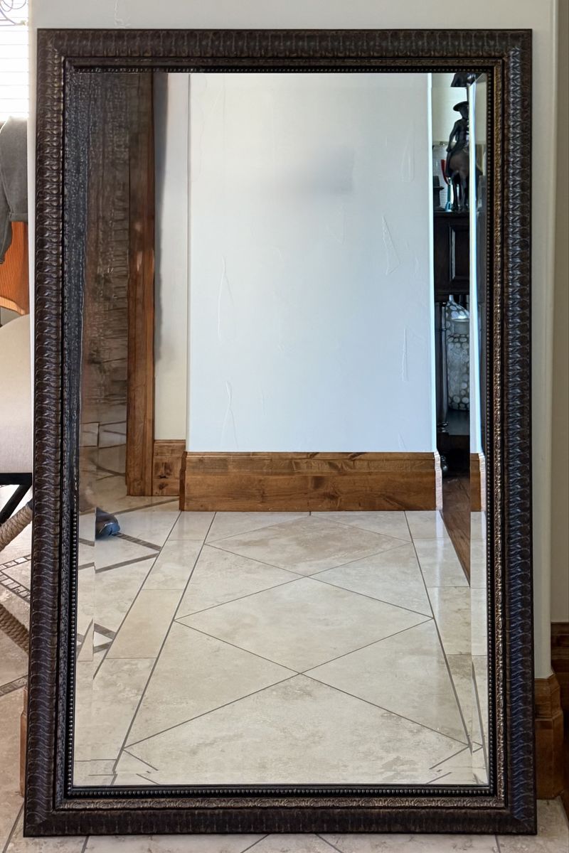 Large Decorative Wall Mirror with Ornate Antiqued Bronze Frame