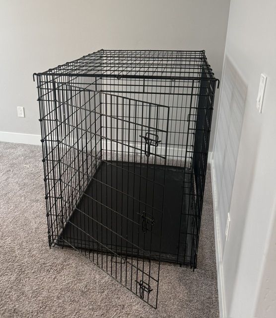 XXLarge Collapsible Wire Dog Crate Kennel with Removable Plastic Tray
