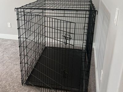 XXLarge Collapsible Wire Dog Crate Kennel with Removable Plastic Tray