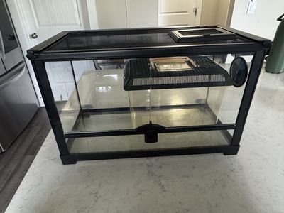 10 Gallon Glass Reptile Terrarium Tank with Screen Lid and Front Opening Doors