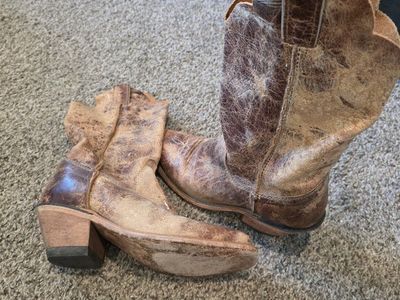 Genuine Leather Boots - Women's Size 7B, Rustic Brown/Tan