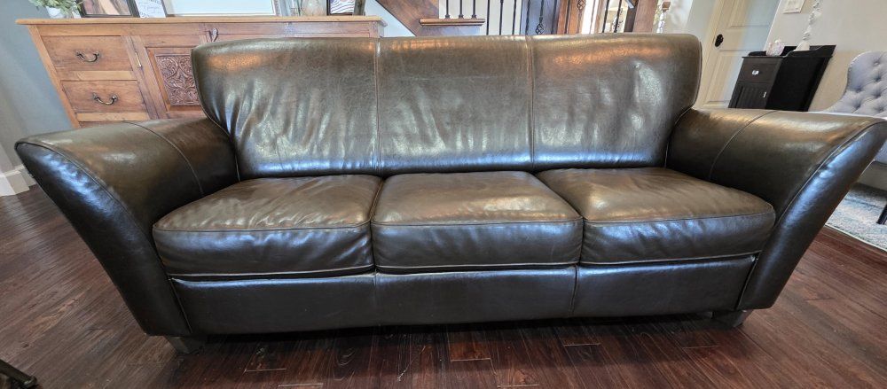 Dark Brown Leather Living Room Sofa and Matching loveseat Set