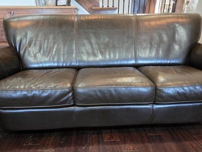 Dark Brown Leather Living Room Sofa and Matching loveseat Set