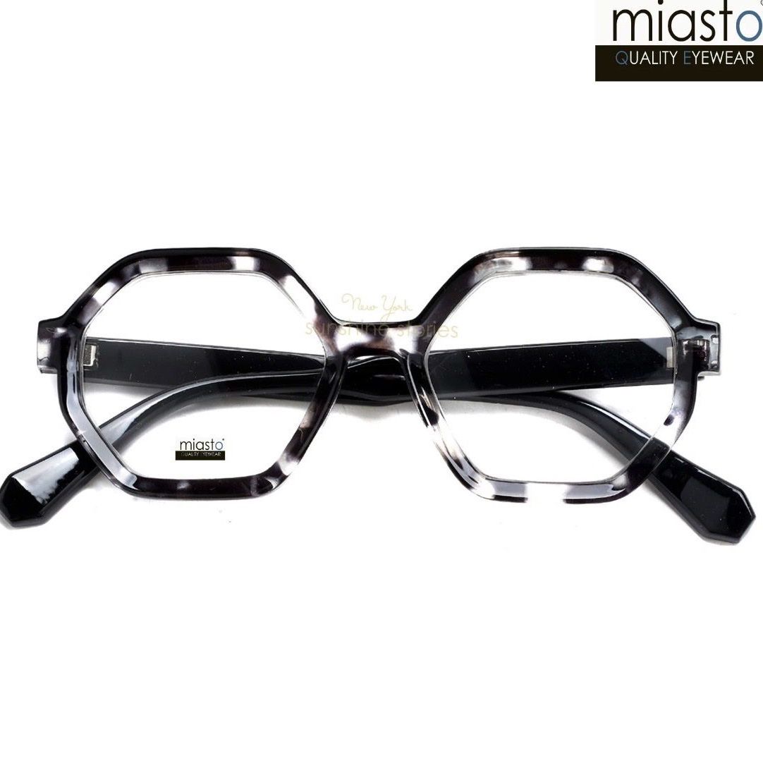MIASTO HEXAGON OVERSIZE LARGE STATEMENT READING GLASSES+4.00~BLACK TORTOISE XL