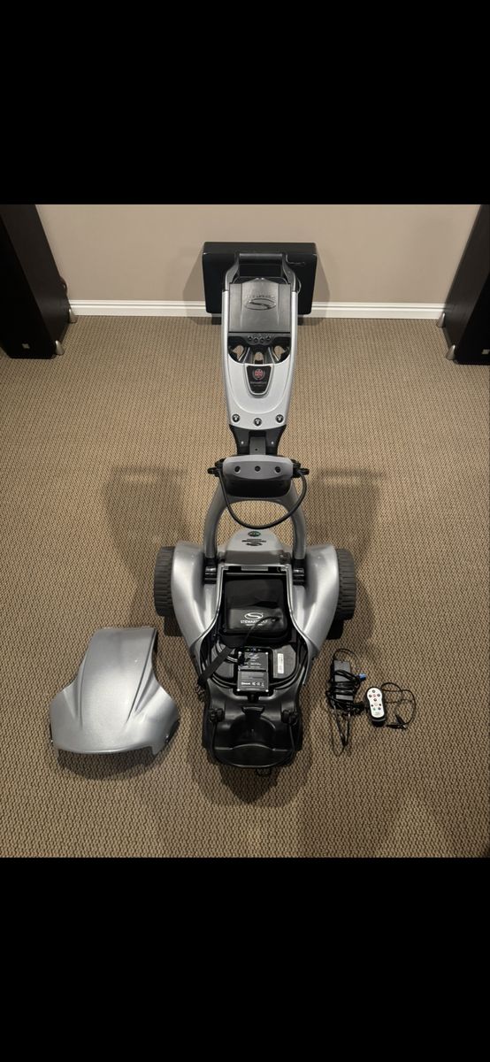 Stewart Golf X9 Follow Electric Golf Caddy Trolley- Silver (battery, remote and chargers included)