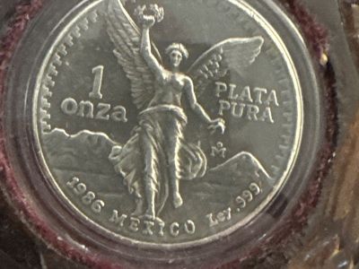 1986 1oz .999 fine silver antiqued Mexican Libertad