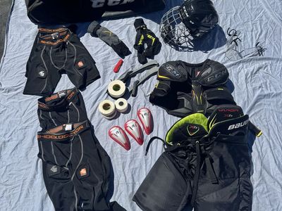CCM Bauer & Shock Doctor Youth Hockey Equipment Set - Helmet, Pads, Pants, Jock Shorts & Bag - $85