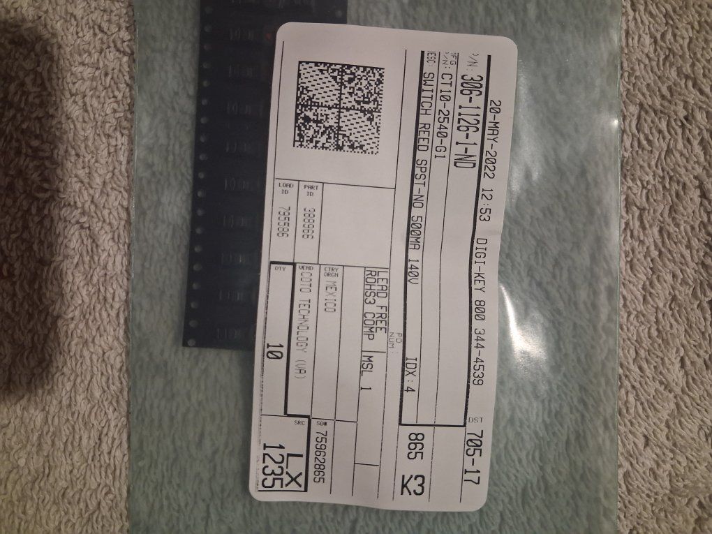 REED SPST-NO 500MA 140VQuantity: 10