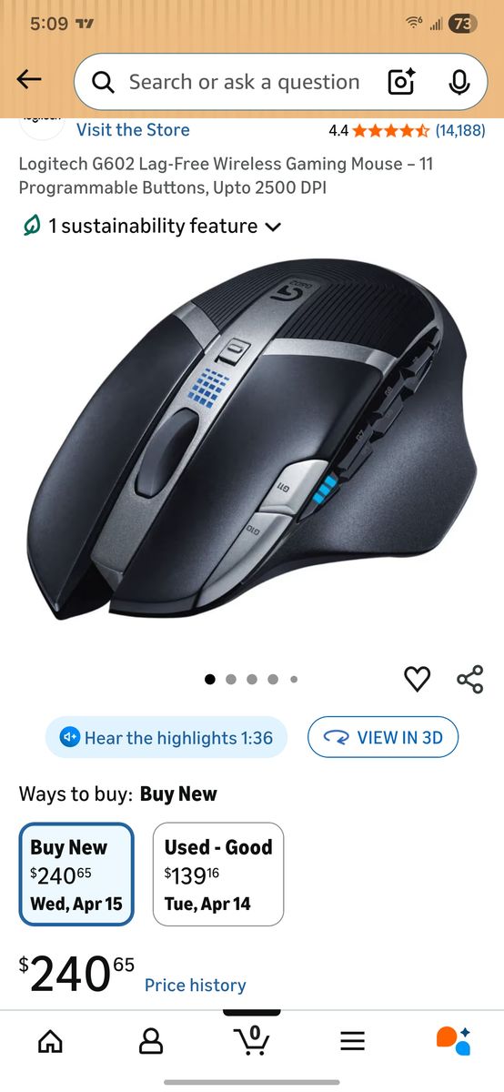 Gaming mouse Logitech