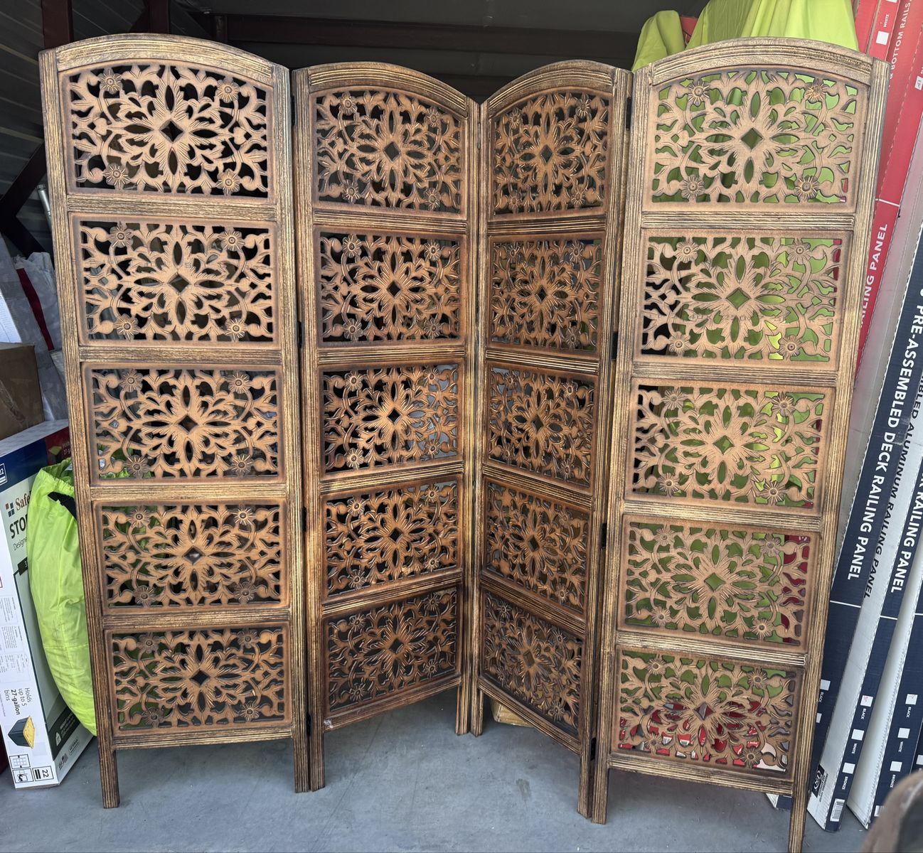 Beautiful wood room divider 4 panel 