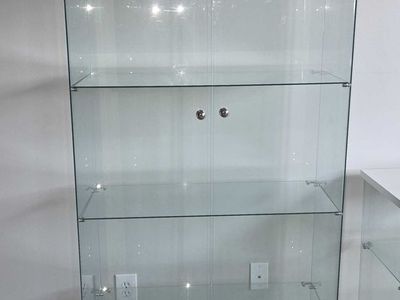Locking Tempered Glass Display Cabinet – Excellent Condition