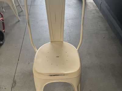 Distressed Cream Metal Chair - Industrial Chic Seating