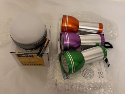 28 Led Flashlights: green, purple, orange& Done La