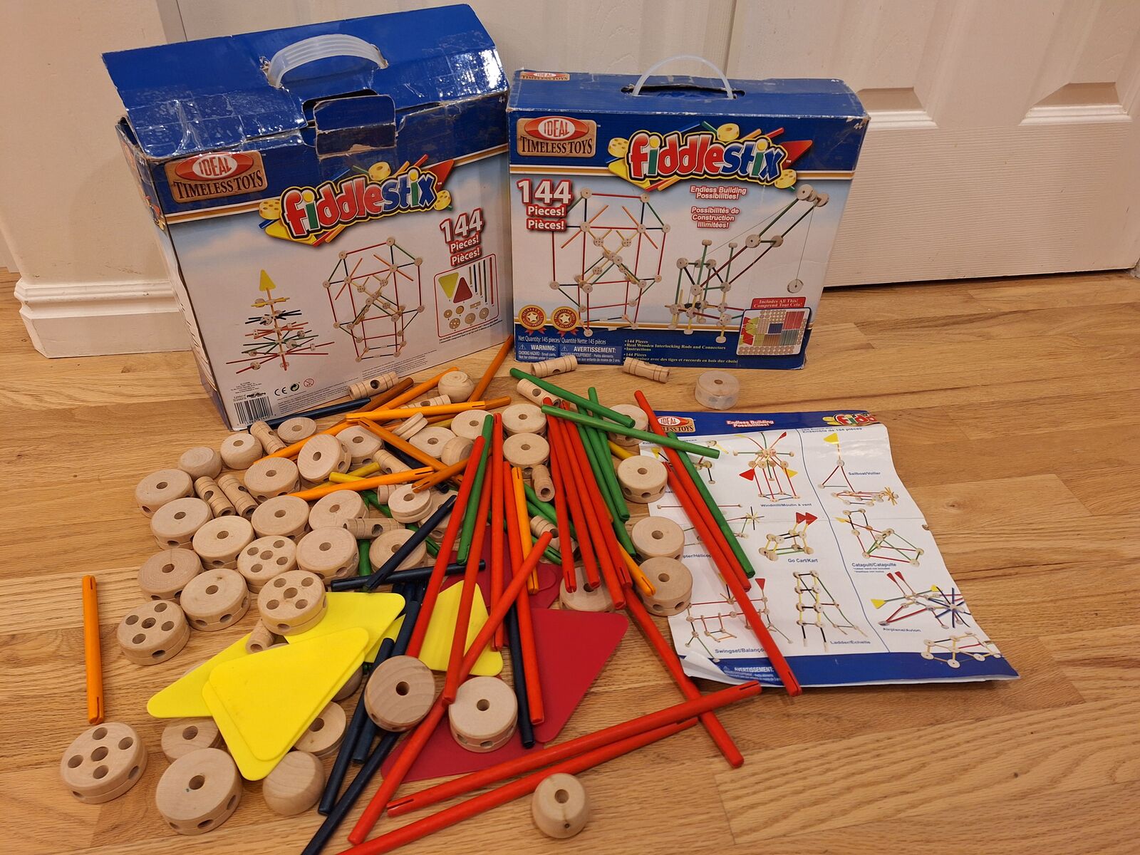 Vintage Fiddle Stix Tinker Toys Wood Building Educational Toys Connector Set STEM preschool age
