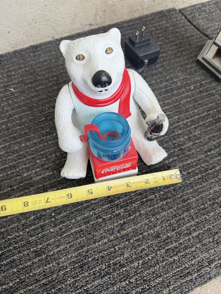 Coca-Cola Polar Bear Bubble Blower Electronic Collectible Figure with Power Adapter