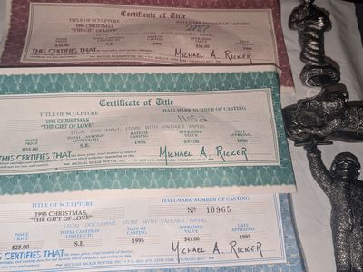 Lot of 3 Christmas "The Gift Of Love" Collection by Michael Ricker Pewter Figurines Lot of 3