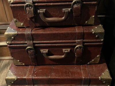 1960s Vintage Nesting Trunks Brass Edges