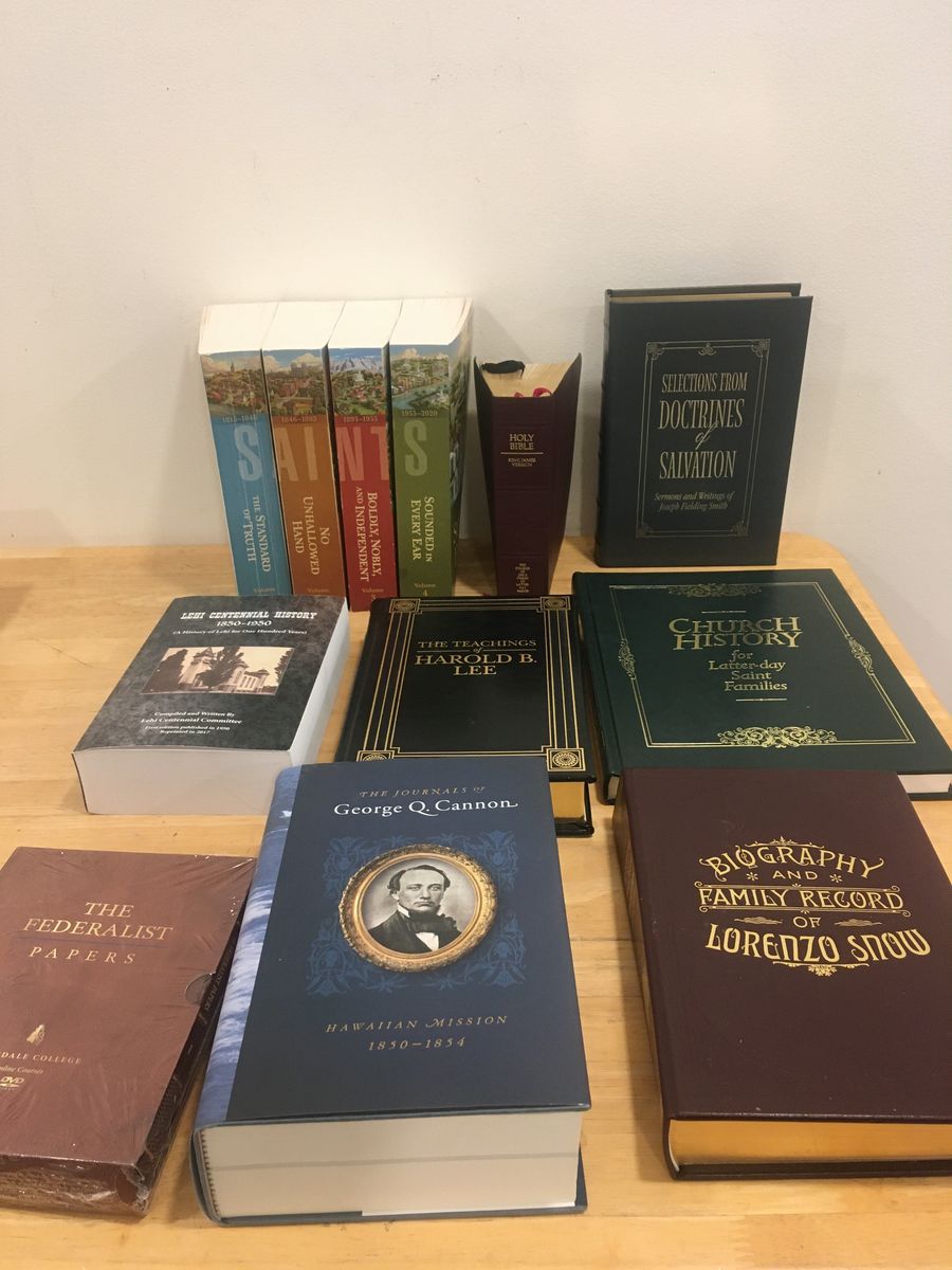 LDS Church History & Religious Book Lot - Saints Volumes, Holy Bible, Lorenzo Snow & More