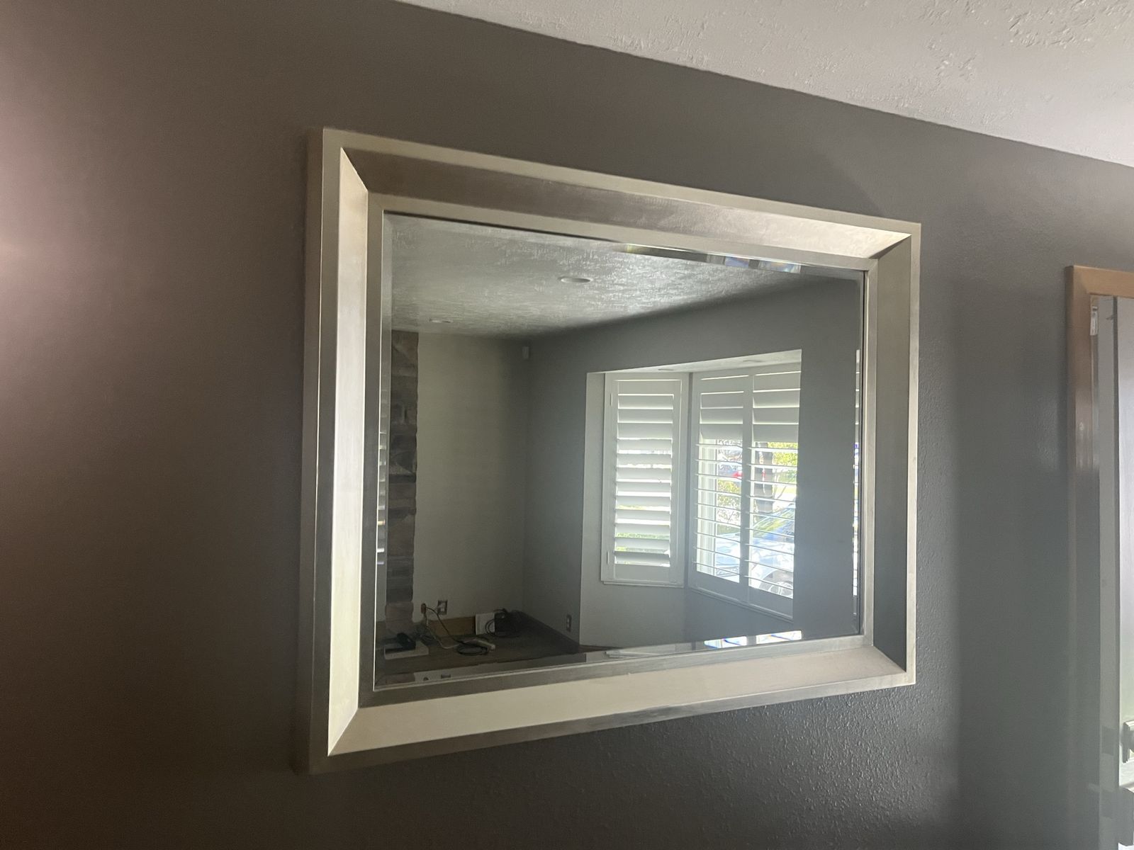 Large Wall Mirror with Silver Beveled Frame