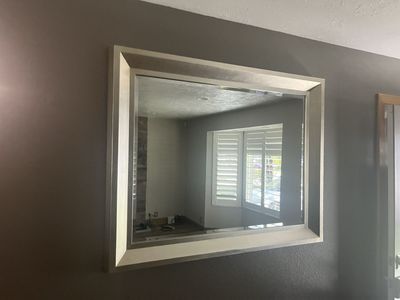 Large Wall Mirror with Silver Beveled Frame