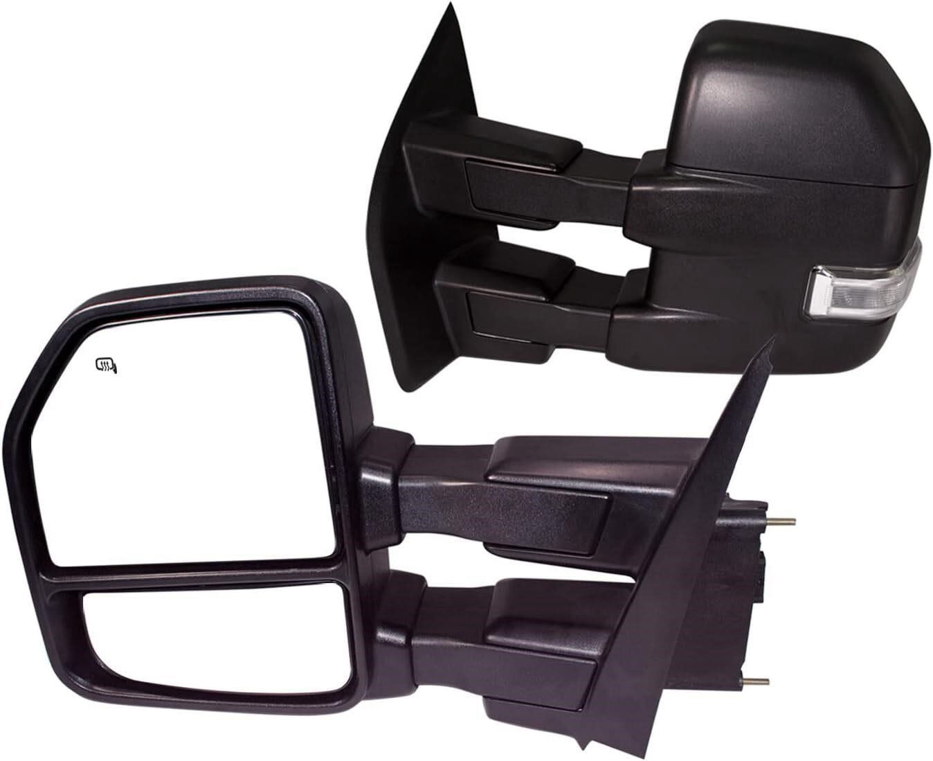 Towing Mirrors, Black , Pair, 15-20 Ford F-150