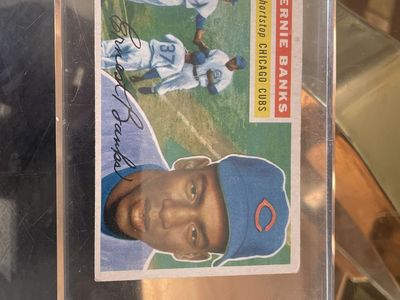Ernie Banks 1957 Topps Baseball Card - Shortstop Chicago Cubs - Graded/Protected Display