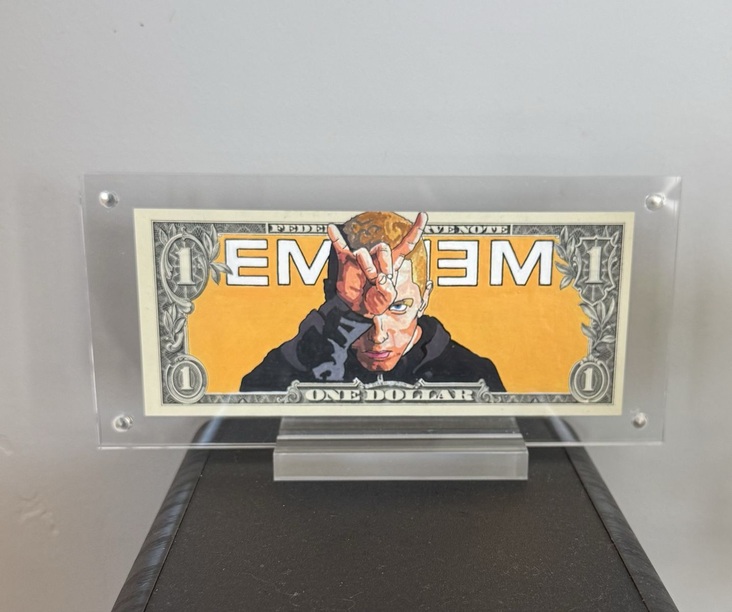Custom Eminem Art Dollar Bill in  Display Stand