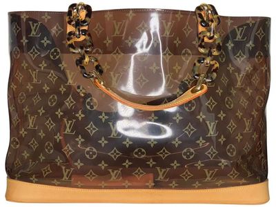 Louis Vuitton Monogram Clear Vinyl Cabas Ambre PM Tote Bag - Cowhide Leather Trim