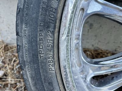 2x P285/45R22 110H M+S Chrome Rims & Tires - Light Truck
