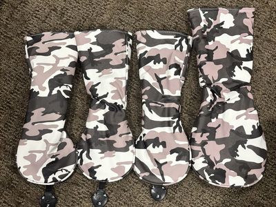 Camo Golf Club Head Covers Driver Fairway Hybrid Set of 4 Pink Gray White Camouflage
