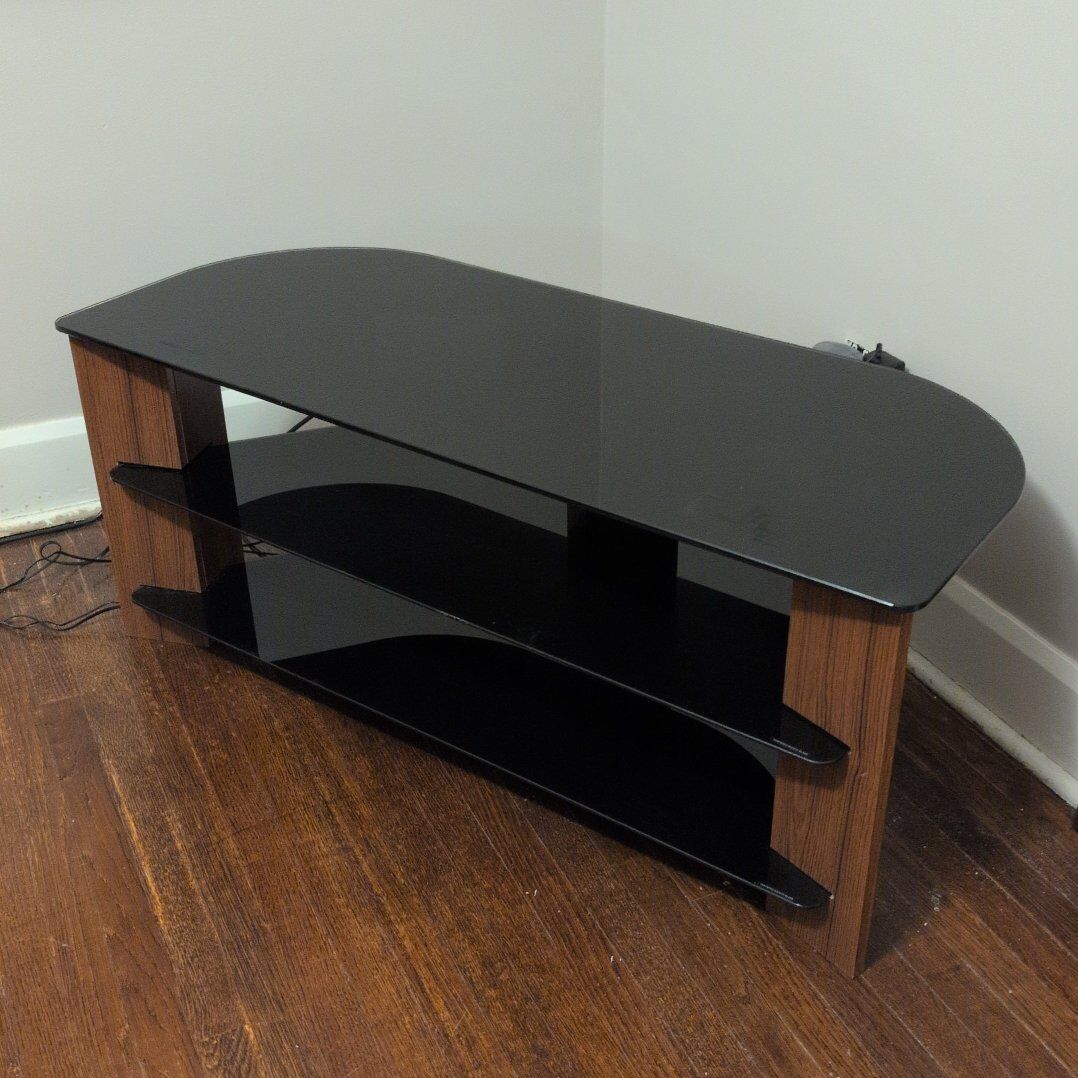 Glass and Wood TV Console Stand