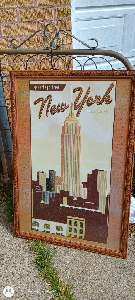greetings from New York empire State framed print