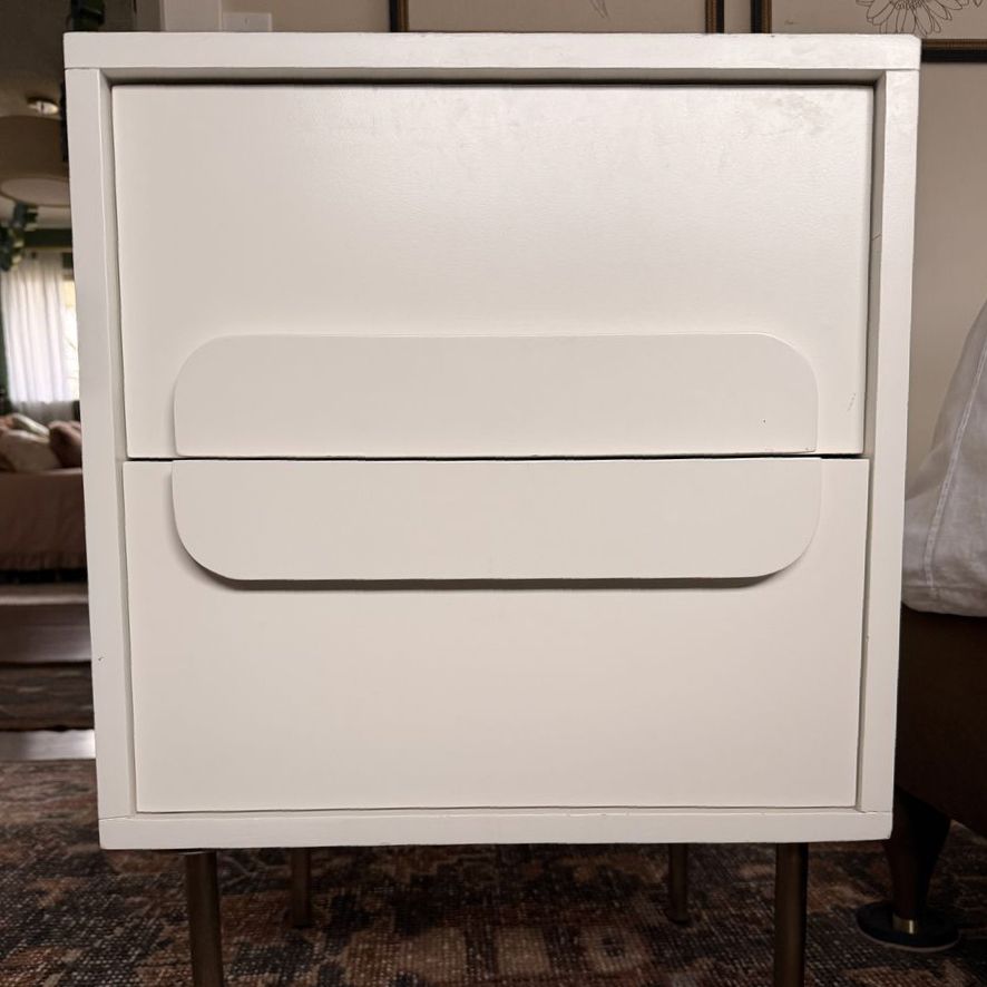 2 White, Modern, West Elm Nightstands