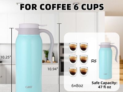 GiNT 1500ml Thermal Coffee Carafe Insulated Pot Light Blue