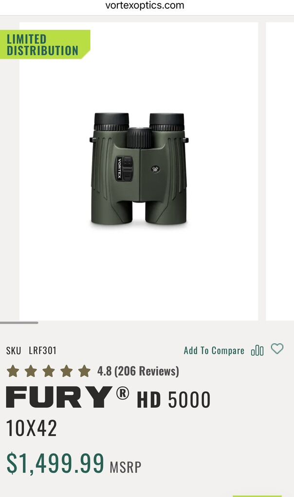 Vortex Fury HD 5000 rangefinding binos