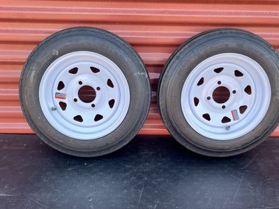 New Set of 2 ST 4.80-12 Trailer Tires with Rims
