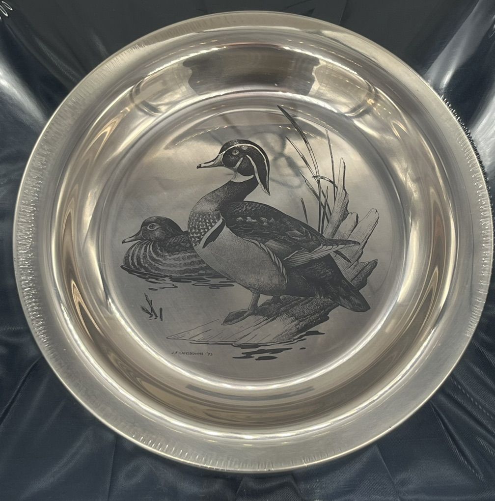 6.4 OZ .925 FINE STERLING SILVER WOOD DUCK PLATE