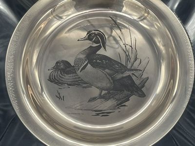 6.4 OZ .925 FINE STERLING SILVER WOOD DUCK PLATE