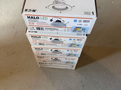 5 Halo LED 6” recessed retrofit lights- new in box