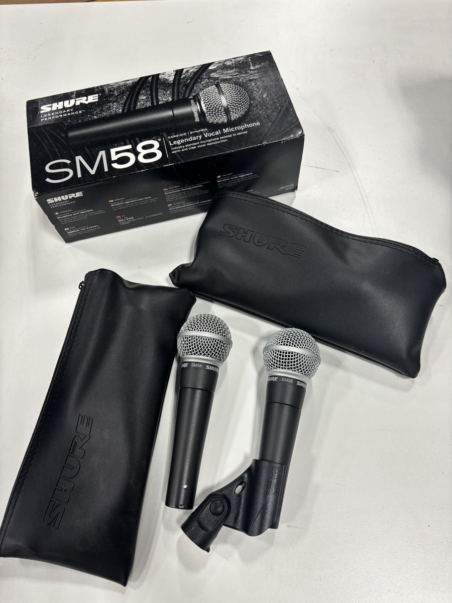 Shure SM58 Legendary Vocal Dynamic Microphone - Pair with Pouches & Mounts