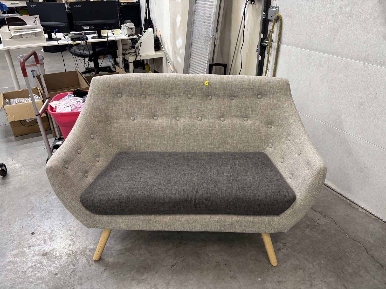 Tan & Grey Loveseat Sofa