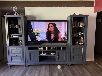Large 3-Piece Dark Gray Entertainment Center Wall Unit - 10 ft Wide