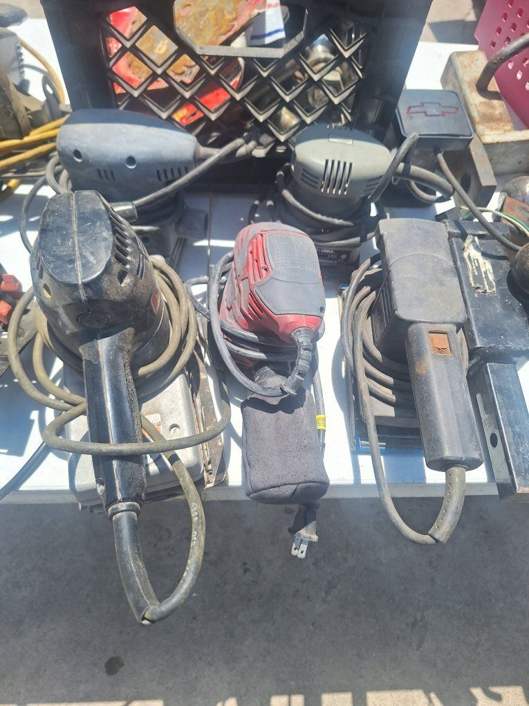 Lot of 5 Used Power Sanders - Various Brands & Models, Corded Electric Handheld Tools
